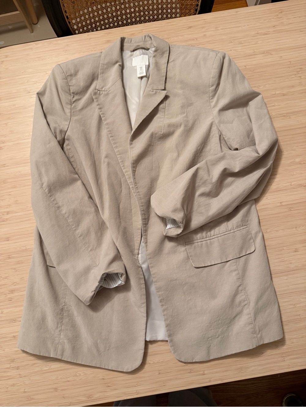 Womens Beige Blazer Jacket - Classic Lightweight Coat